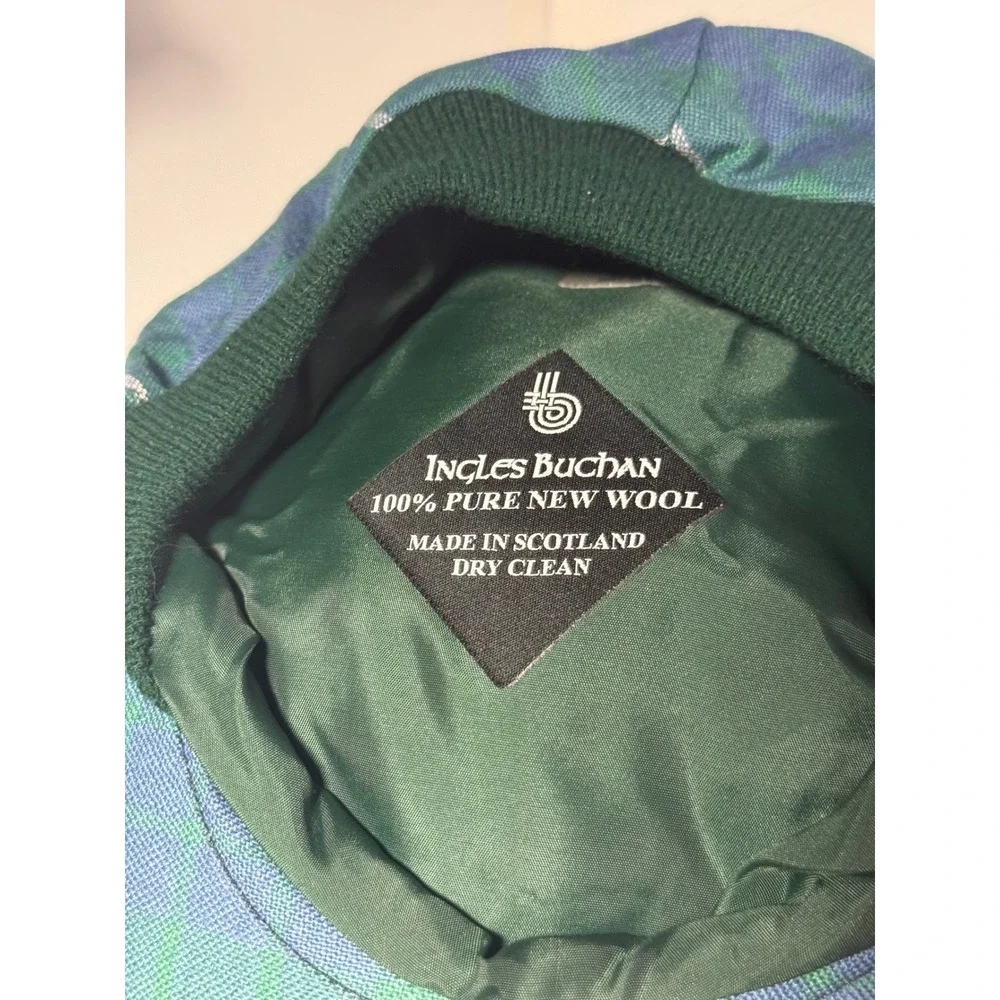 Ingles Buchan Tam Hat Unisex One Size Green Blue Good Tartan Wool Scotland